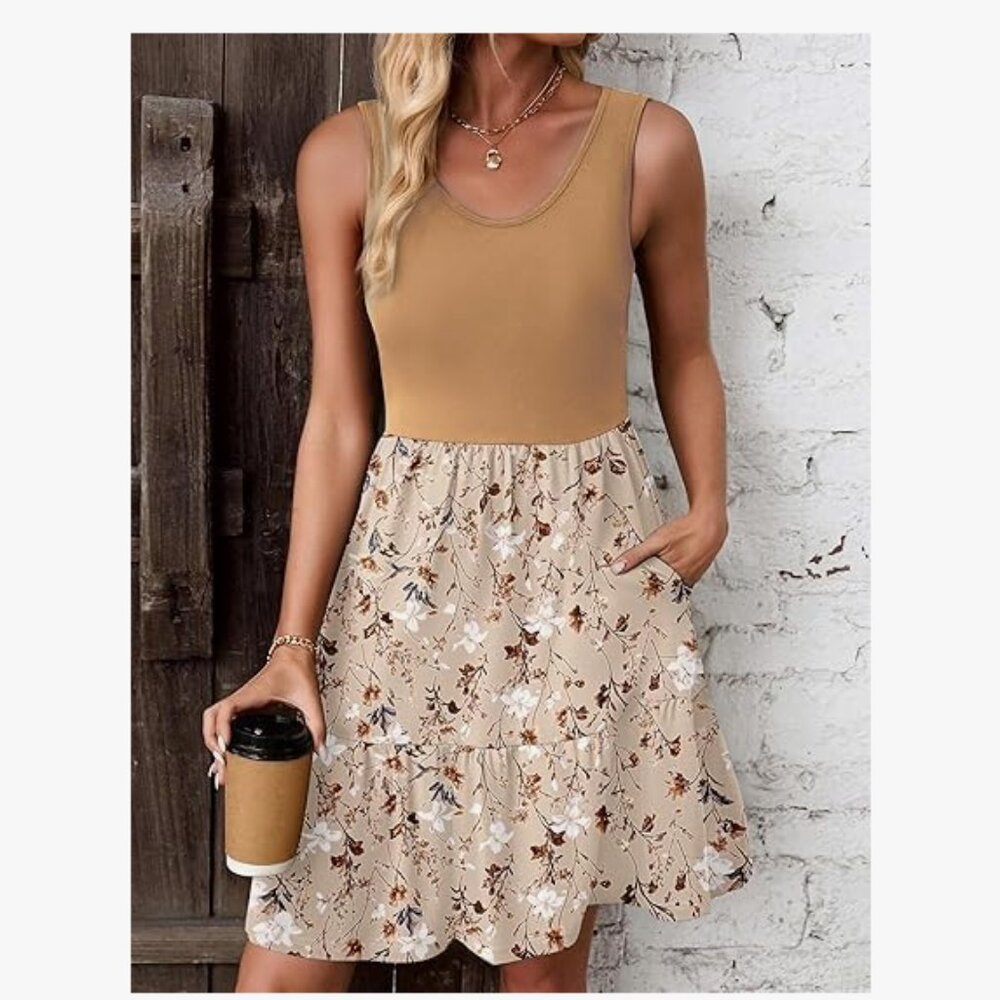 Women's Summer Sundress A-Line Crew Neck Tiered